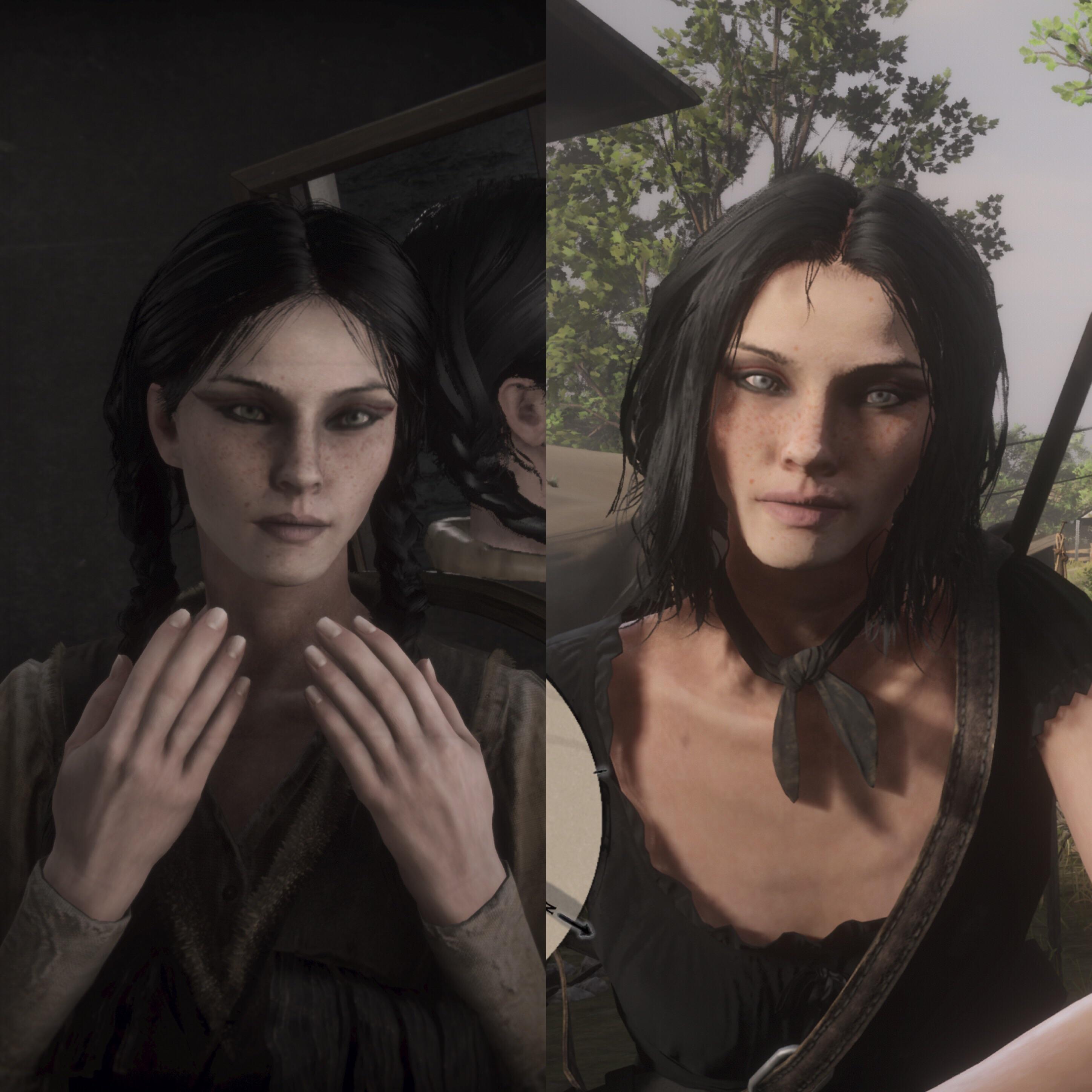 Character face customization comparison in an online creator